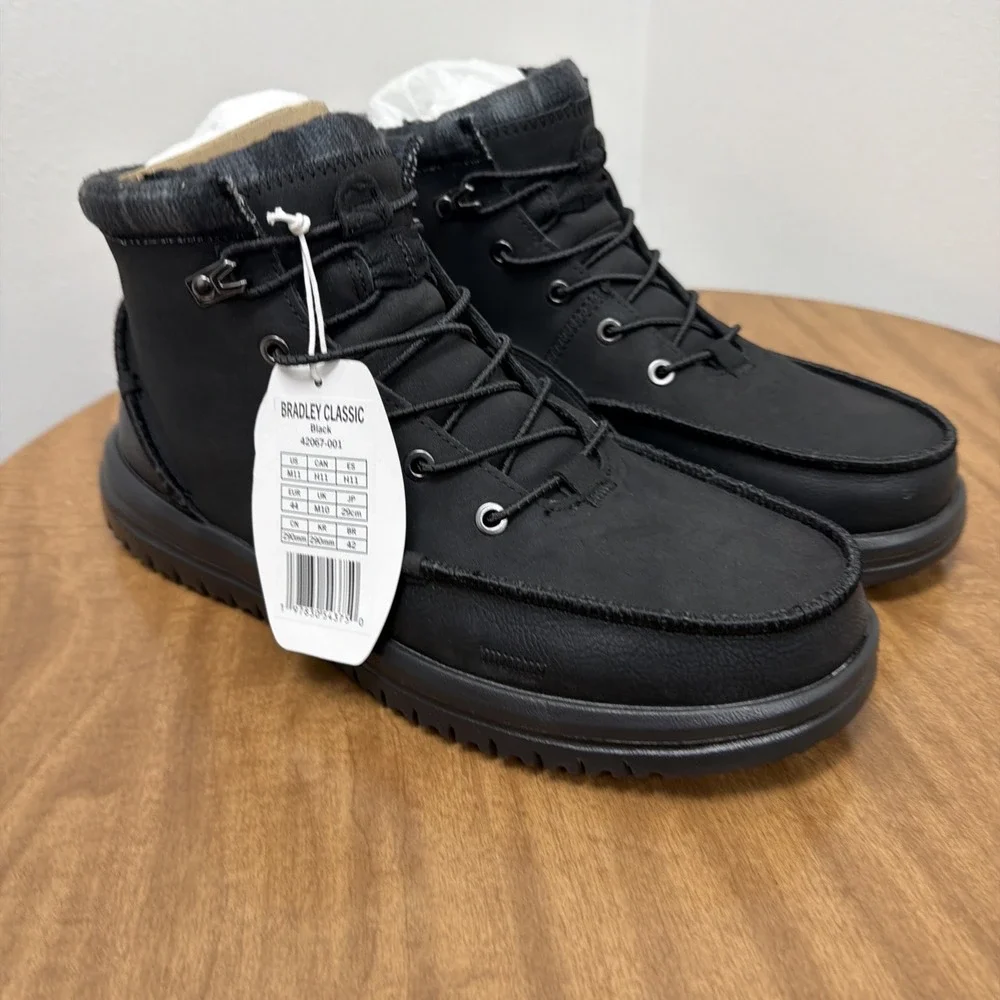 Hey Dude Men's Bradley Classic Boots Lightweight and flexible, Black/Black Sz 11